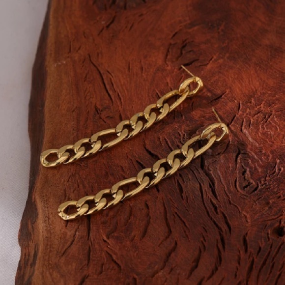 💛18K gold plated chain long dangle earrings - Picture 5 of 5